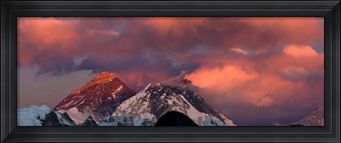 Framed Snowcapped Mountain Peaks, Mt Everest, Himalayas Print