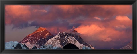 Framed Snowcapped Mountain Peaks, Mt Everest, Himalayas Print