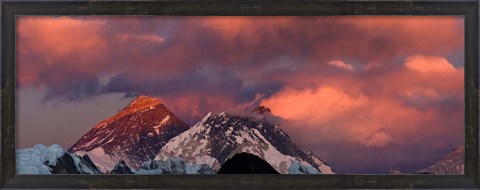 Framed Snowcapped Mountain Peaks, Mt Everest, Himalayas Print