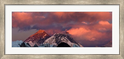 Framed Snowcapped Mountain Peaks, Mt Everest, Himalayas Print