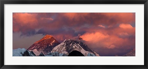 Framed Snowcapped Mountain Peaks, Mt Everest, Himalayas Print