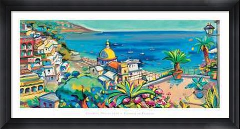 Framed Claudio Malacarne - Terrazza Su Positano Size 39.5x19.75 Print