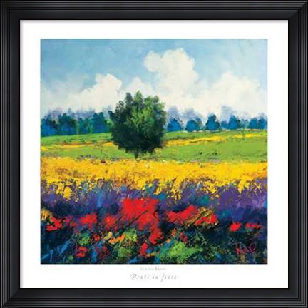 Framed Claudio Rabino - Prati in Fiore Size 27.5x27.5 Print
