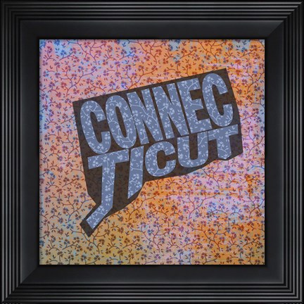 Framed Connecticut on Pattern Print