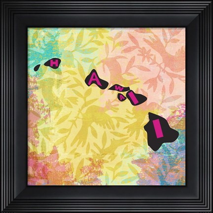 Framed Hawaii on Pattern Print