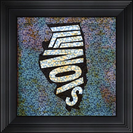 Framed Illinois on Pattern Print