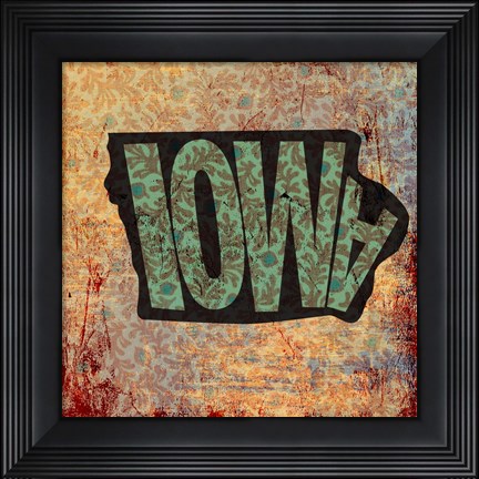 Framed Iowa on Pattern Print