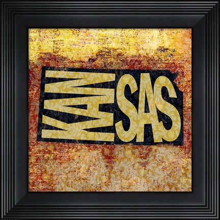 Framed Kansas on Pattern Print