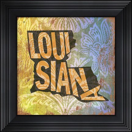 Framed Louisiana on Pattern Print