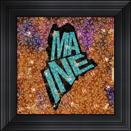 Framed Maine on Pattern Print