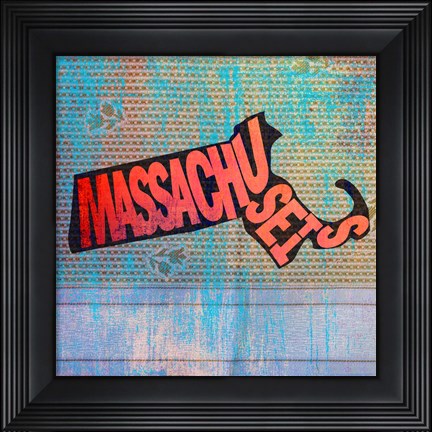 Framed Massachusetts on Pattern Print