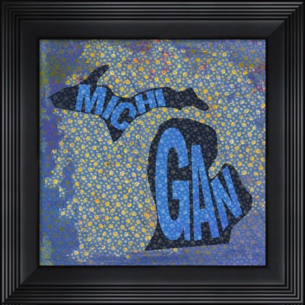 Framed Michigan on Pattern Print
