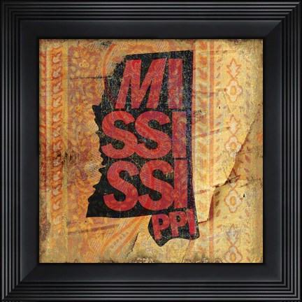 Framed Mississippi on Pattern Print