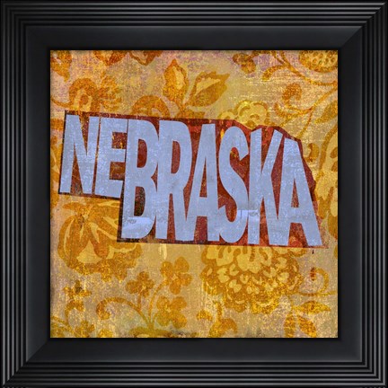 Framed Nebraska on Pattern Print