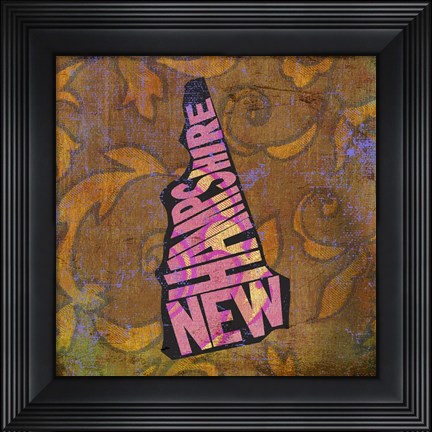 Framed New Hampshire on Pattern Print
