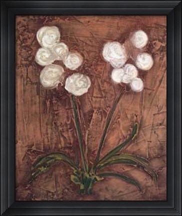 Framed White Flowers on Red II Print