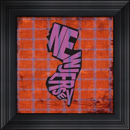 Framed New Jersey on Pattern Print