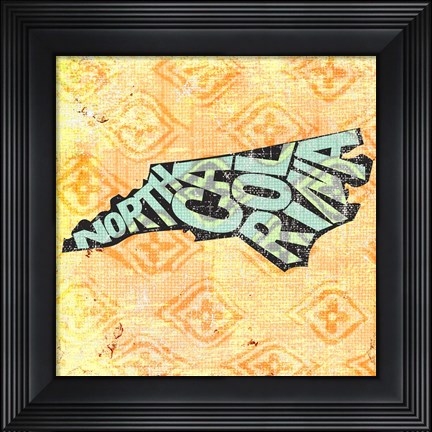 Framed North Carolina on Pattern Print