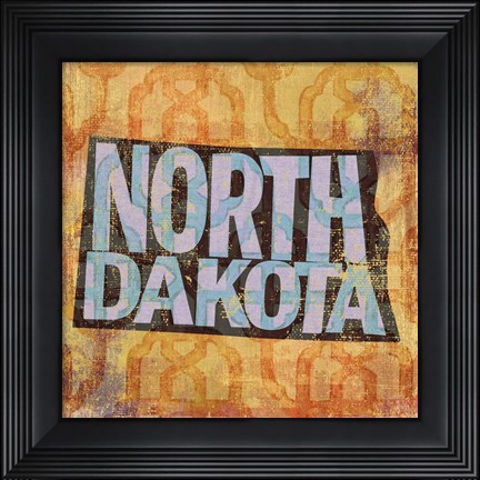 Framed North Dakota on Pattern Print