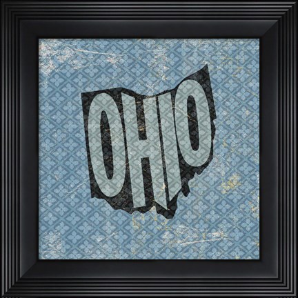 Framed Ohio on Pattern Print