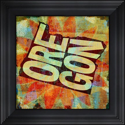 Framed Oregon on Pattern Print