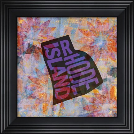 Framed Rhode Island on Pattern Print