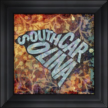 Framed South Carolina on Pattern Print