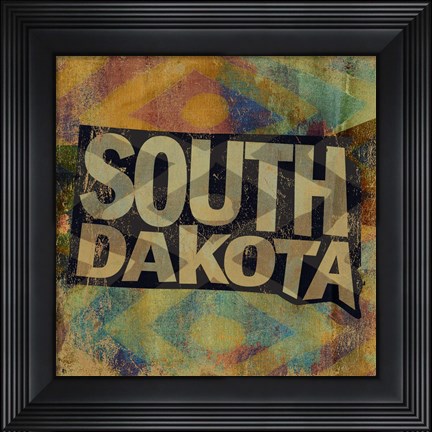 Framed South Dakota on Pattern Print