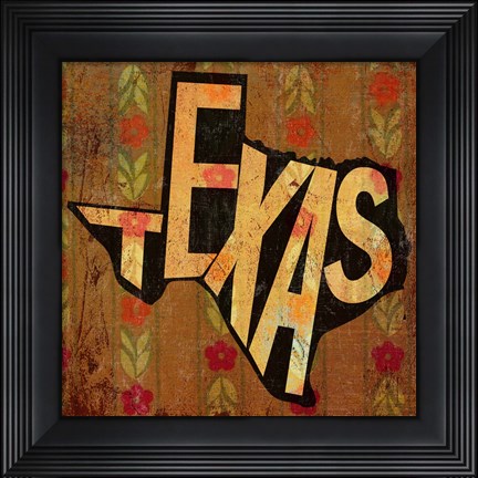Framed Texas on Pattern Print