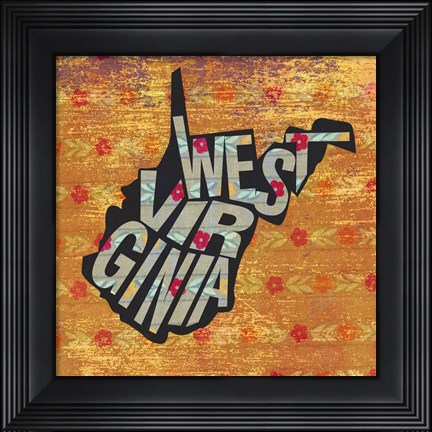 Framed West Virgina on Pattern Print