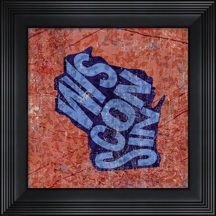 Framed Wisconsin on Pattern Print