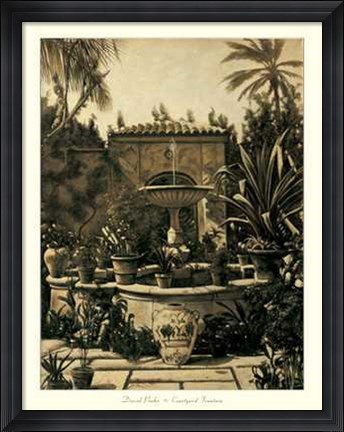Framed David Parks - Courtyard Fountain Size 27.5x35.5 Print