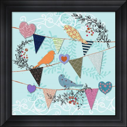 Framed Birds and Hearts Print