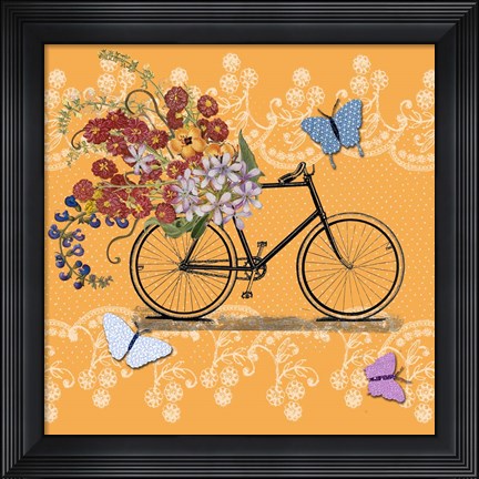Framed Flower Market Bicycle Print