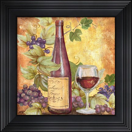 Framed Grapevine &amp; Wine Red Print