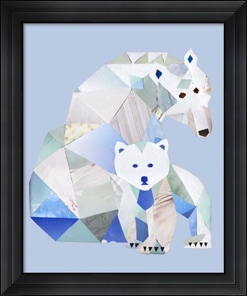 Framed Polar Bears Gray Print