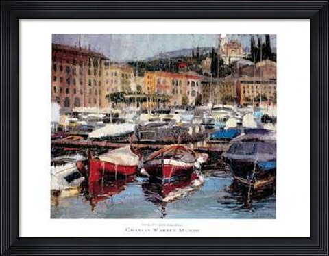 Framed Red Boats Santa Margherita Print