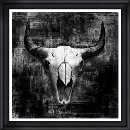 Framed Black Cowskull Print