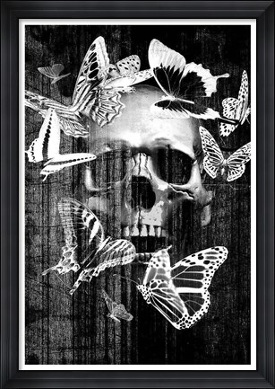 Framed Skull Butterfly Crown Print