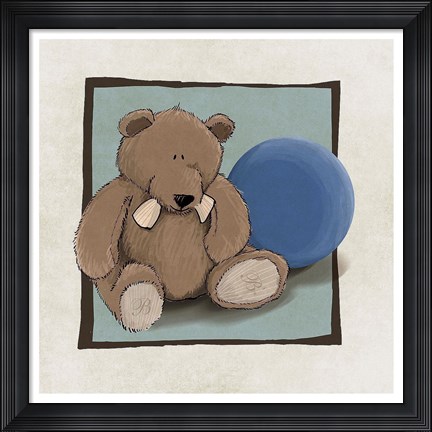 Framed Teddy Bear and Ball Print