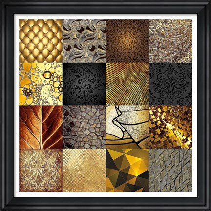 Framed Tiles Decor Gold Print
