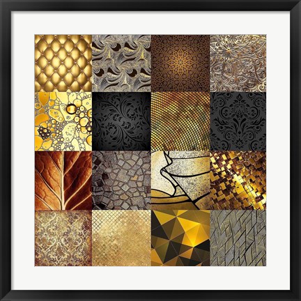 Framed Tiles Decor Gold Print