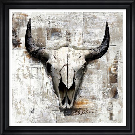 Framed White Cowskull Print