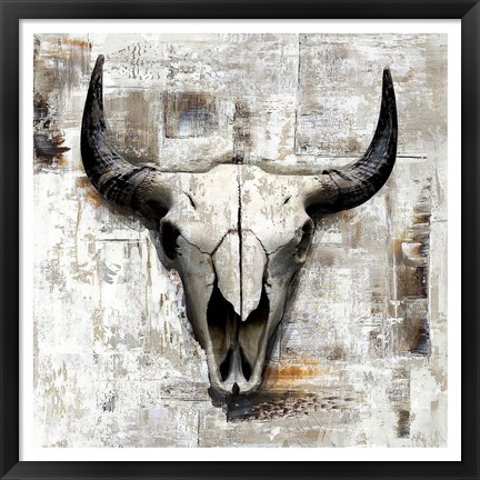 Framed White Cowskull Print