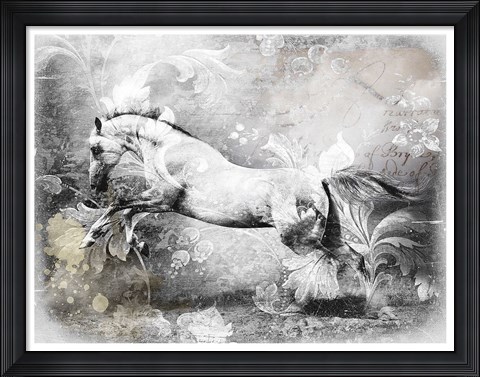Framed White Horse Print