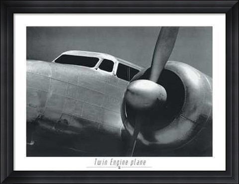 Framed Twin Engine Plane 1942 Print