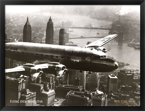 Framed Flying Over Manhattan NYC Print