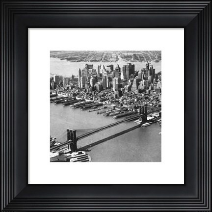 Framed Manhattan and Brooklyn Bridge, NYC Print