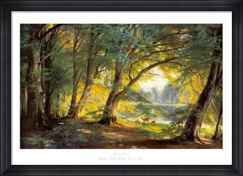 Framed Deer in a Forest Print