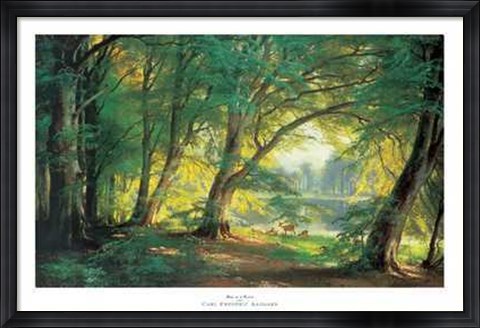 Framed Deer in a Forest Print